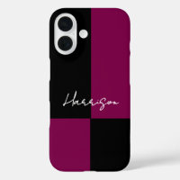 Colour Block Burgundy Black Minimal Custom Name