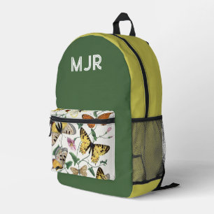 Colour block Butterflies Green and Yellow Printed Backpack