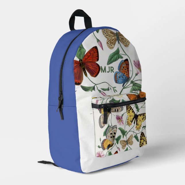 Colour block Butterflies Purple-Blue Printed Backpack (Back Corner Left)