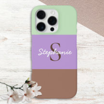 Colour Block Chic Taupe Lilac Green Monogrammed