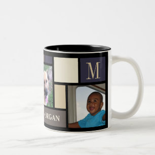 Colour Block Coastal Calm Modern 3 Photo Chic Two-Tone Coffee Mug