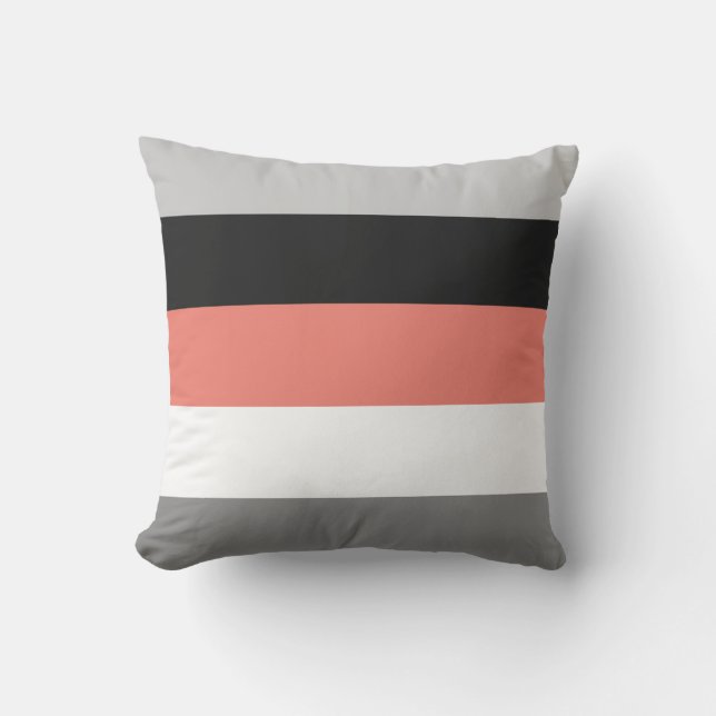 Colour Block Coral Pink Grey Black Cushion (Front)