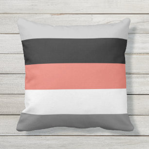 Colour Block Coral Pink Grey Black Cushion