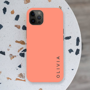 Colour Block   Coral Pink Minimalist Simple Name iPhone 13 Case