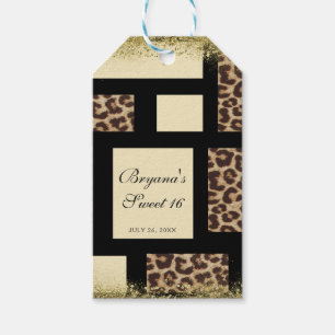 Colour Block Cream Ivory Black & Leopard Cheetah Gift Tags