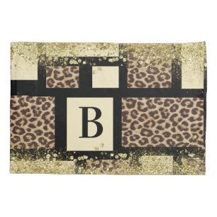Colour Block Cream Ivory Black & Leopard Cheetah Pillowcase