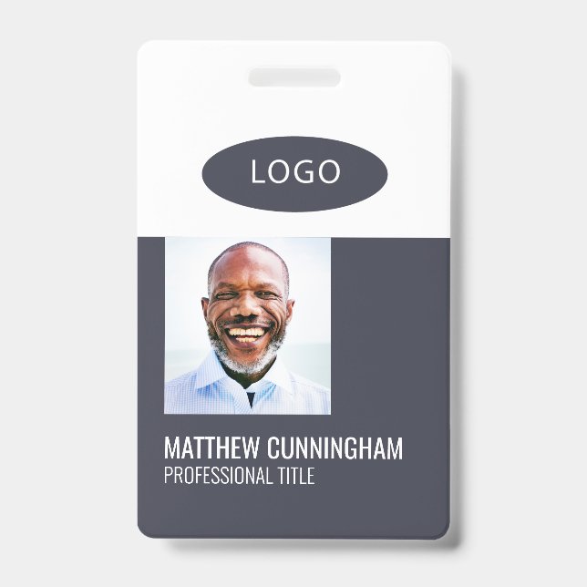 Colour Block Custom Logo Employee Name Barcode ID Badge (Front)