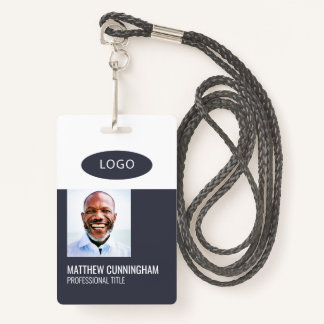 Colour Block Custom Logo Employee Name Barcode ID Badge