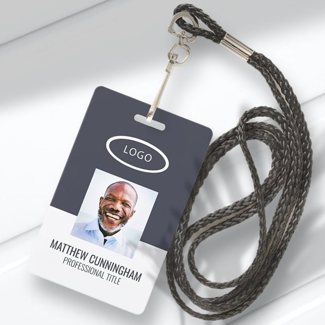 Colour Block Custom Logo Employee Name Barcode ID Badge (Creator Uploaded)