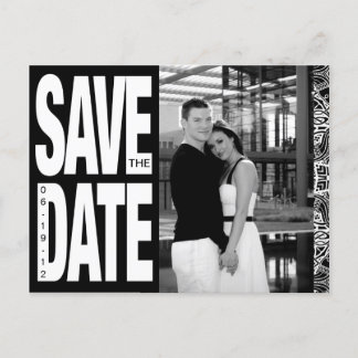 Colour Block- Custom Save the Date - Black & White Announcement Postcard
