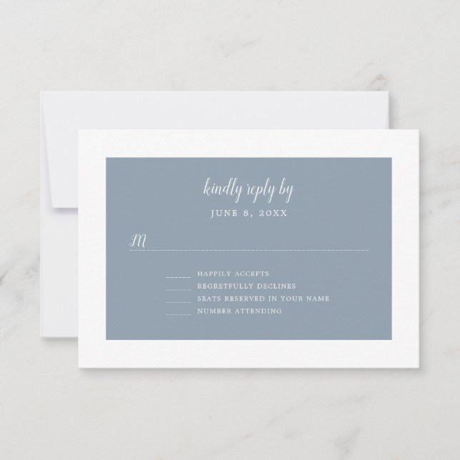 Colour Block dusty blue rsvp | customisable colour Card (Front)