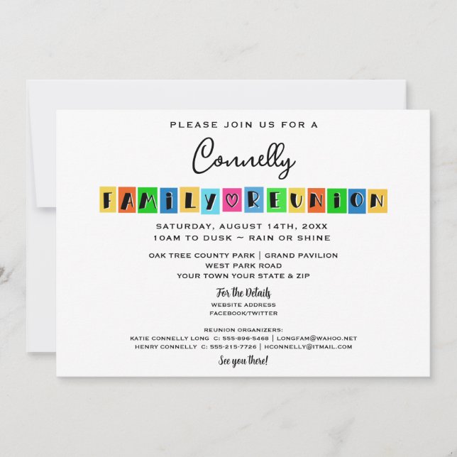 Colour Block Fun Party Family Reunion Invitation (Front)