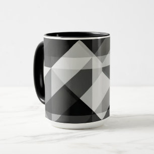 Colour Block Geo Shapes Art Mug in Black and Grey