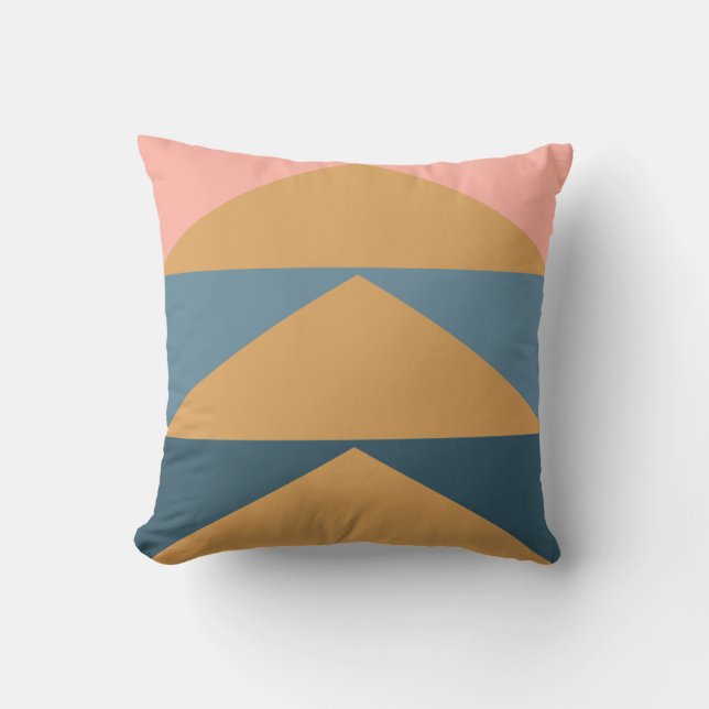 Colour Block Geometric Art in Navy Blue and Gold Cushion (Front)