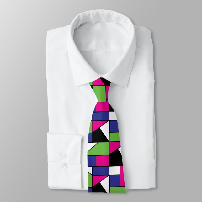 Colour Block Geometric  Tie (Tied)