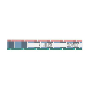 Colour Block Geometrical Square Modern Wedding Log Wrap Around Label