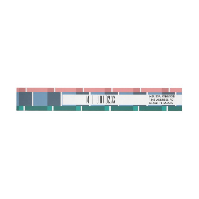 Colour Block Geometrical Square Modern Wedding Log Wrap Around Label (Individual)