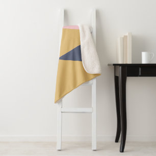 Colour Block Gold Triangles with Navy and Pink Sherpa Blanket