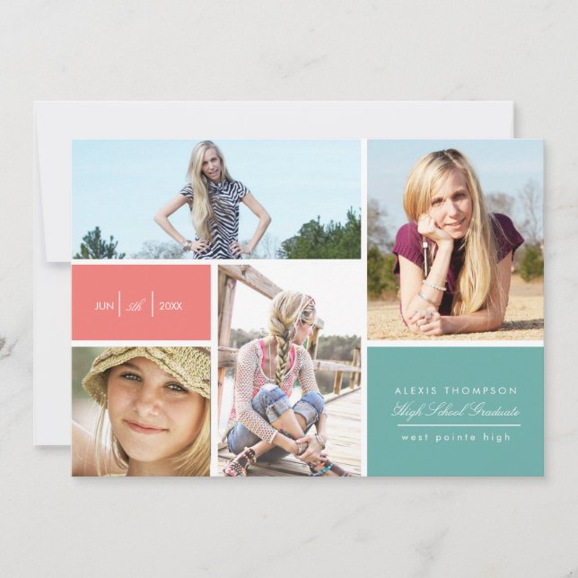 Colour Block Grad Announcement by Origami Prints (Front)