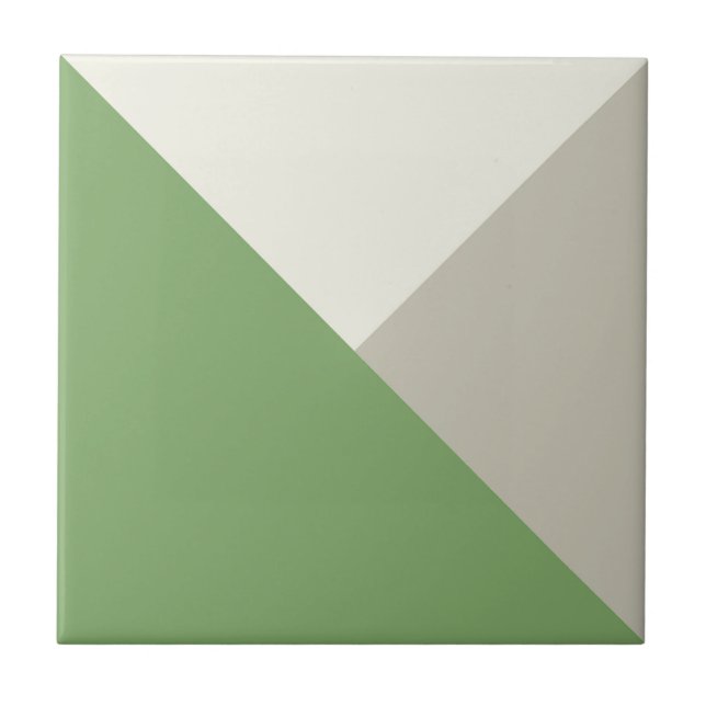 Colour Block Green Beige Ceramic Tile (Front)