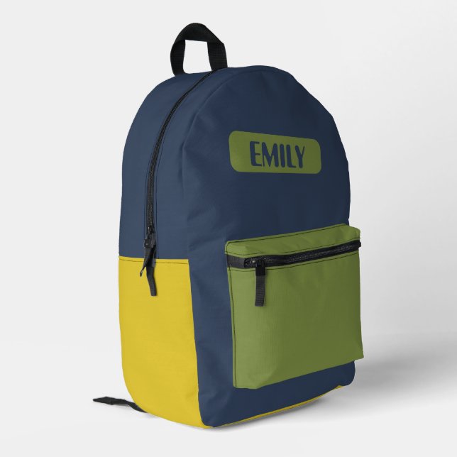 Colour Block Kids Backpack - Personalised Name (Back Corner Left)