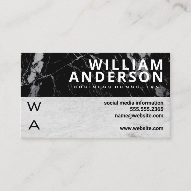 Colour Block | Marble | Wood Grain Business Card (Front)