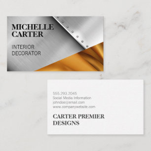 Colour Block   Metal Rivets   Gold Silk Business Card