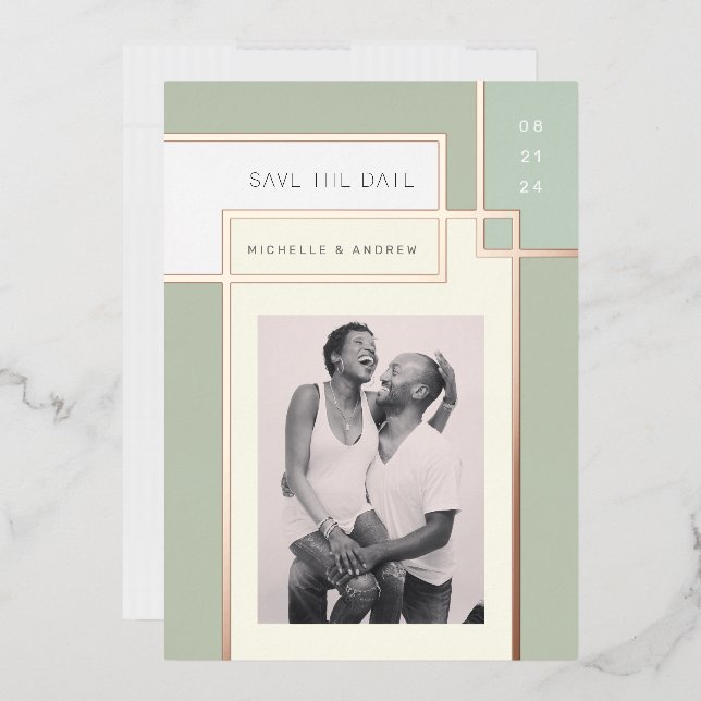 Colour Block Mid Century Modern Save The Date (Envelope)