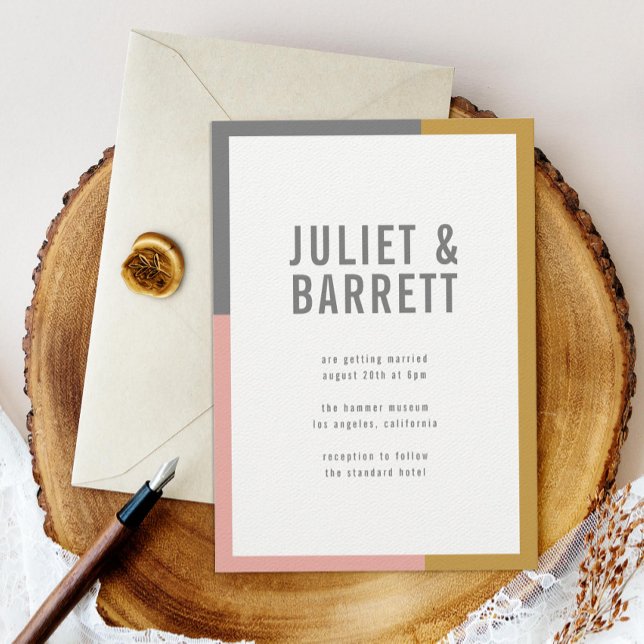 Colour Block Minimal Wedding Invitation (Creator Uploaded)