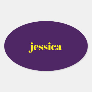 Colour block minimalist custom name  oval sticker