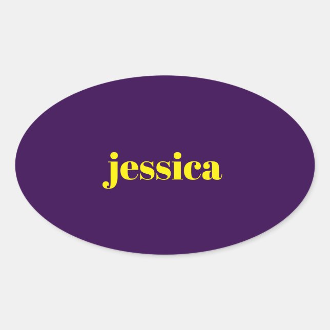 Colour block minimalist custom name  oval sticker (Front)