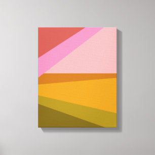 Colour Block Modern Geometric Art in Red Green Canvas Print