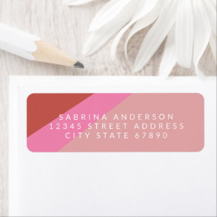 Colour Block Modern Geometric Pink Return Address  Label
