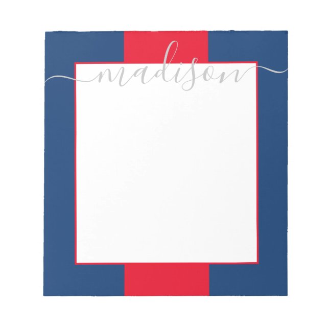 Colour Block Personalised Script Name Notepad (Front)