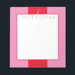 Colour Block Personalised Script Name Notepad<br><div class="desc">PreppyPrint.com - Add your personalised touch to this notepad. Click "personalise" then "customise" to change the font colour and size to adjust for the right look for your name. Transfer this design onto the products of your choice too! Please visit my designer store,  PreppyPrint.com,  for coordinating items.</div>