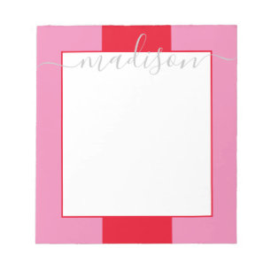 Colour Block Personalised Script Name Notepad