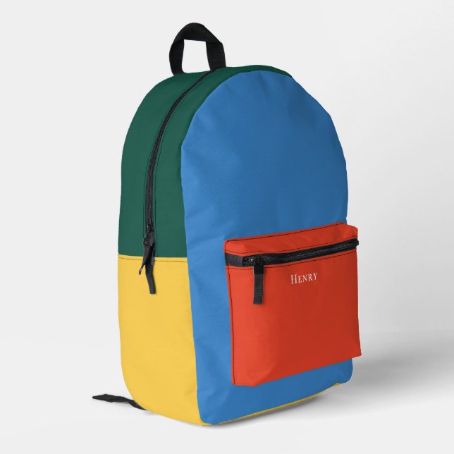 Colour Block Personalised with Name Printed Backpack (Back Corner Left)
