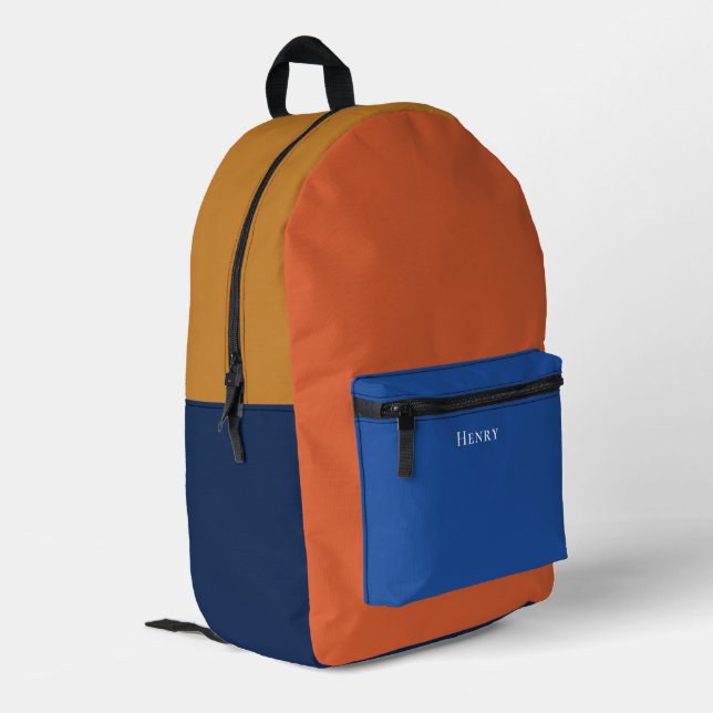 Colour Block Personalised with Name Printed Backpack (Back Corner Left)