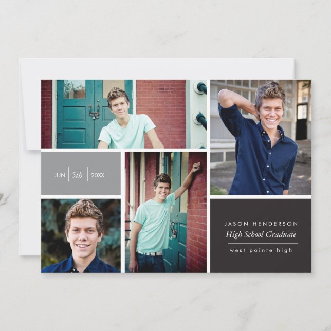 Colour Block Photo Grad Announcement (Front)