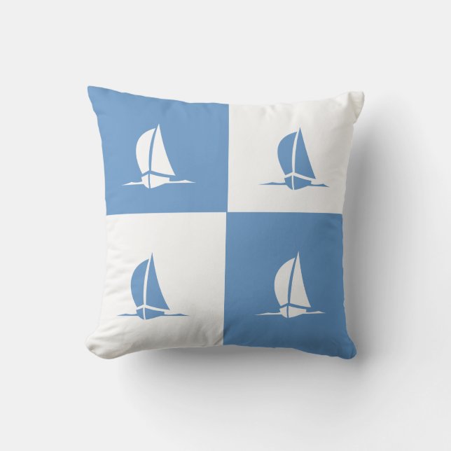 Colour Block Pillow Sailboats (Front)