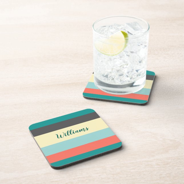 Colour Block Plastic coasters w/cork back (Right Side)