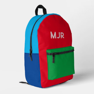 Colour block Primary Colour Monogram Name Printed Backpack