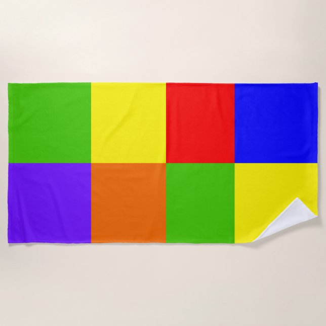 Colour Block Rainbow Pride Beach Towel (Front)