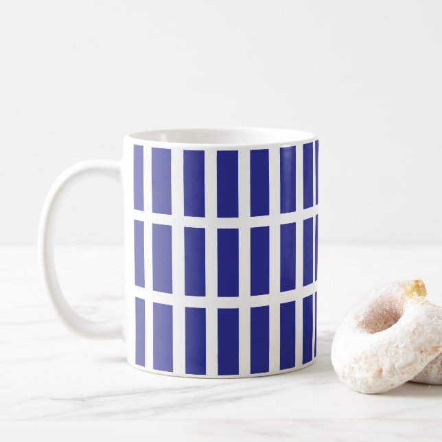 Colour Block Stripe Blue Coffee Mug (With Donut)