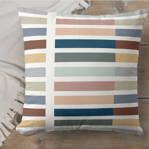 Colour Block Stripe Earthy Neutral Multi Colour Cushion