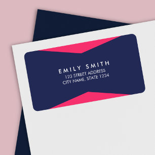 Colour Block Vibrant Pink Blue Modern Address Label