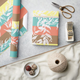 Colour Block Watercolor Wreath Pattern Wrapping Paper