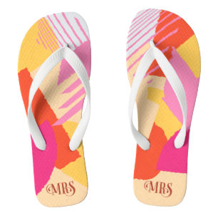 Colour Block Wedding Mrs Bride Summer ID740 Thongs