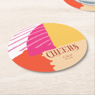 Colour Block Wedding Summer ID740 Round Paper Coaster