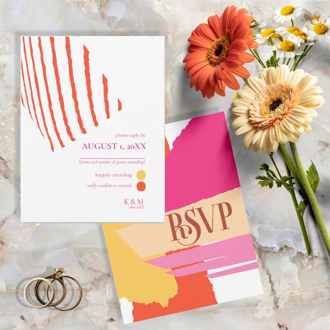 Colour Block Wedding Summer ID740 RSVP Card (Creator Uploaded)
